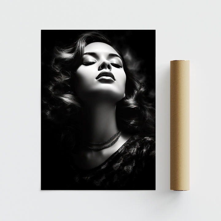 Monochrome Elegance | Classy Female Portrait Poster - Papanee
