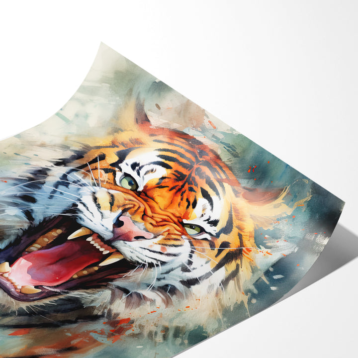 Roaring Tiger | Full Watercolor Animal Poster - Papanee