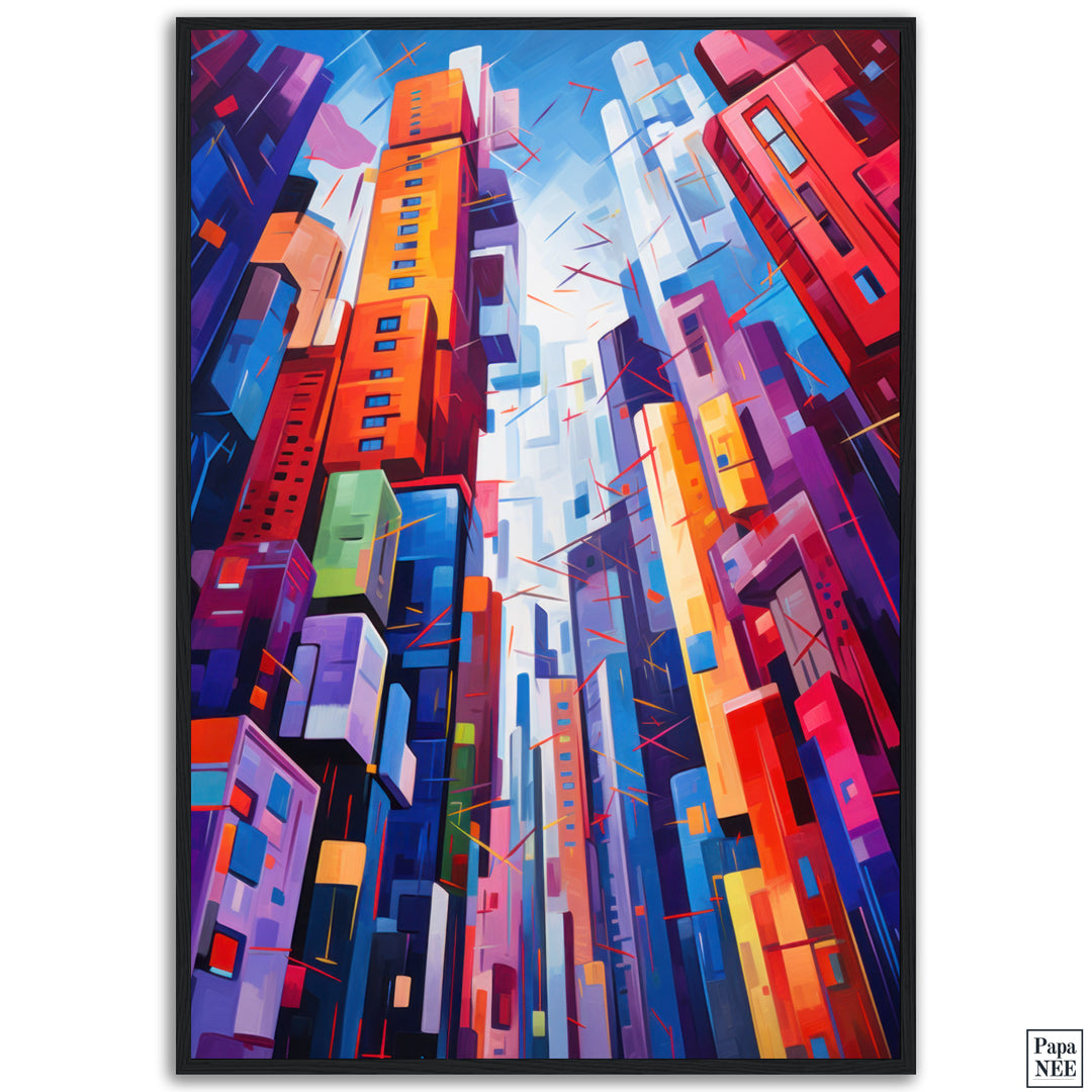 Cityscape Symphony | Vibrant Urban Abstract Poster - Papanee