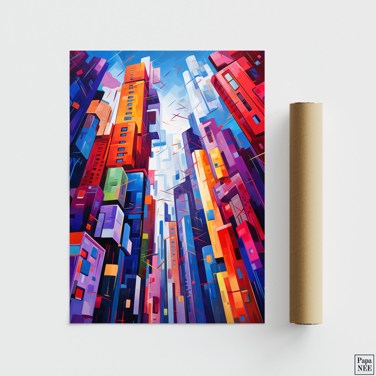 Cityscape Symphony | Vibrant Urban Abstract Poster - Papanee