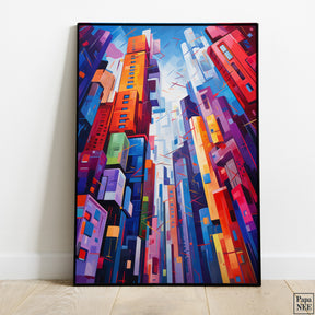 Cityscape Symphony | Vibrant Urban Abstract Poster - Papanee