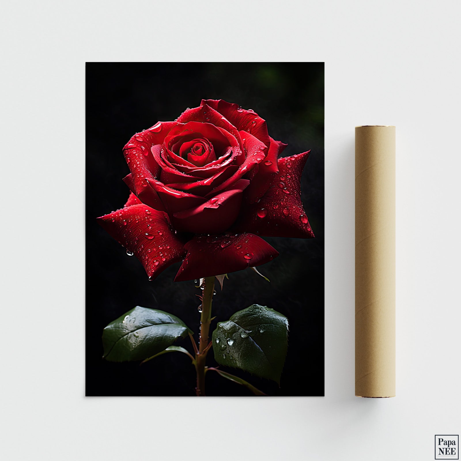 Crimson Beauty | Red Rose Poster - Papanee