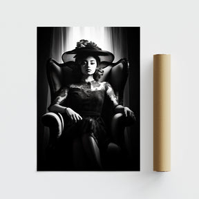 Elegant Dominance | Monochrome Classy Woman Art Poster - Papanee