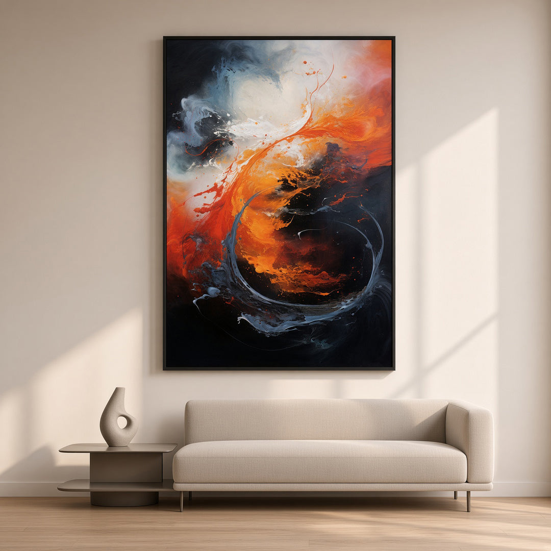 Elemental Fusion contemporary abstract wall art displayed as a fine art print in a refined modern interior.
