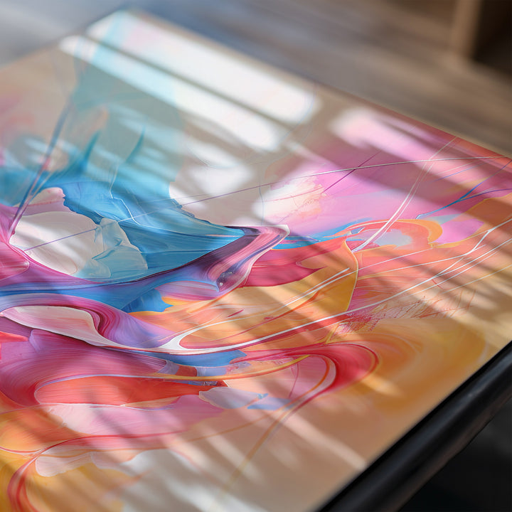 Close-up of Hue Melange abstract fine art print by Papanee Studio – vivid color blend with fluid brushstrokes, perfect for high-end contemporary decor.