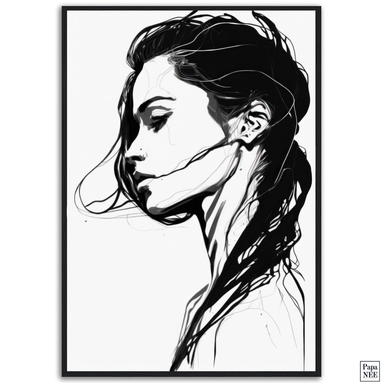 Monochrome Profile | One Line Art Poster - Papanee