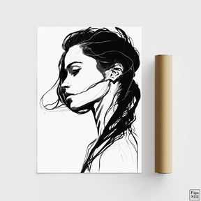 Monochrome Profile | One Line Art Poster - Papanee