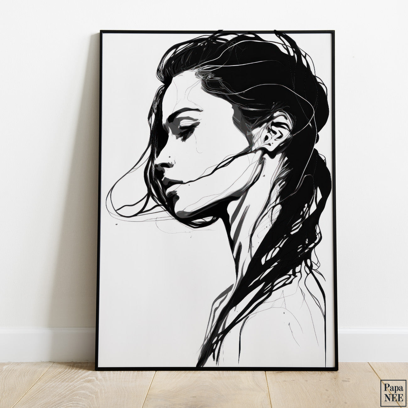 Monochrome Profile | One Line Art Poster - Papanee