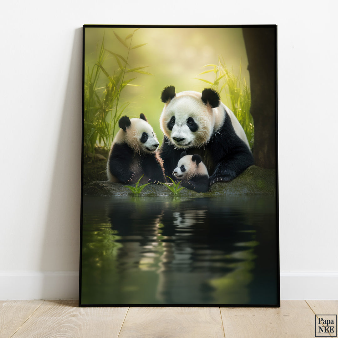 Panda Family Bliss | Wildlife Photography Poster - Papanee