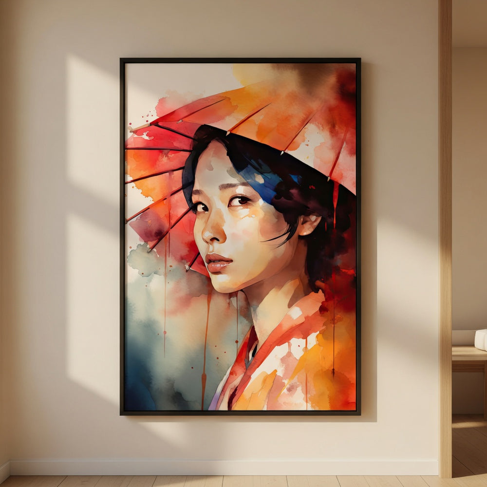 Kyoto Whisper premium fine art print by Papanee shown on a warm neutral wall in a calm modern interior with soft natural light