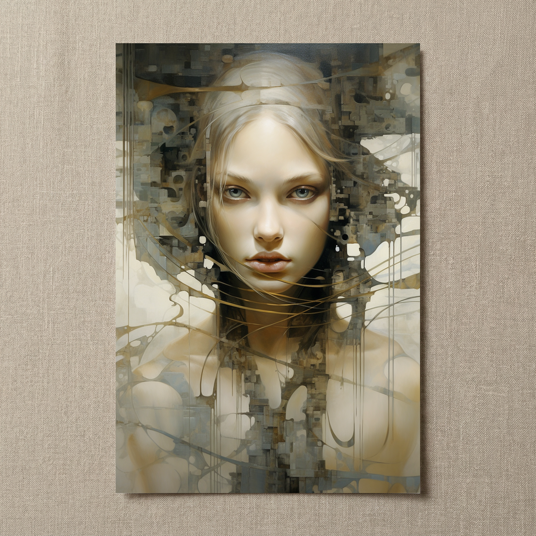 Sudden Insight unframed fine art print featuring an abstract female portrait in neutral tones