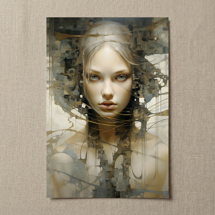Sudden Insight unframed fine art print featuring an abstract female portrait in neutral tones
