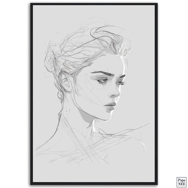 Timeless Beauty | Pencil Sketch Woman Portrait Poster - Papanee